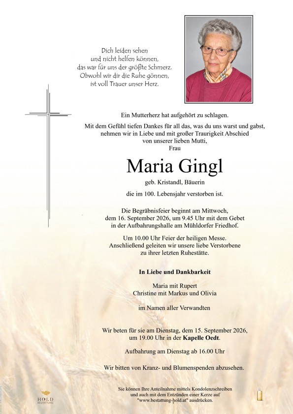 Parte Maria Gingl geb. Kristandl